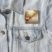 Golden Ornate Floral Button 缶バッジ (インサイチュ)