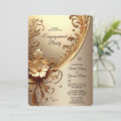 Golden Ornate Floral Engagement 招待状 (スタンド正面)