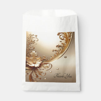 Golden Ornate Floral Favor Bag フェイバーバッグ