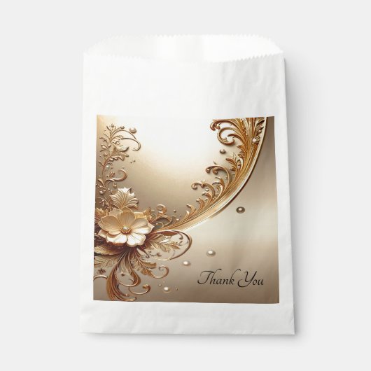 Golden Ornate Floral Favor Bag フェイバーバッグ (正面)