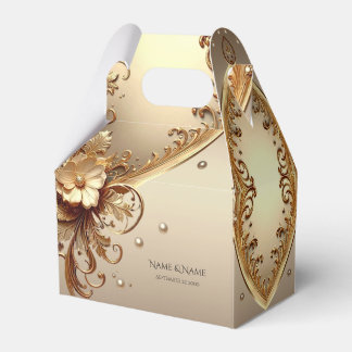 Golden Ornate Floral Favor Box フェイバーボックス