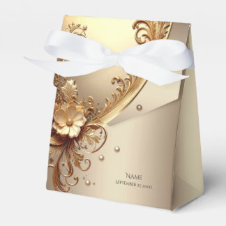 Golden Ornate Floral Favor Box フェイバーボックス