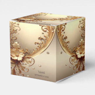 Golden Ornate Floral Favor Box フェイバーボックス