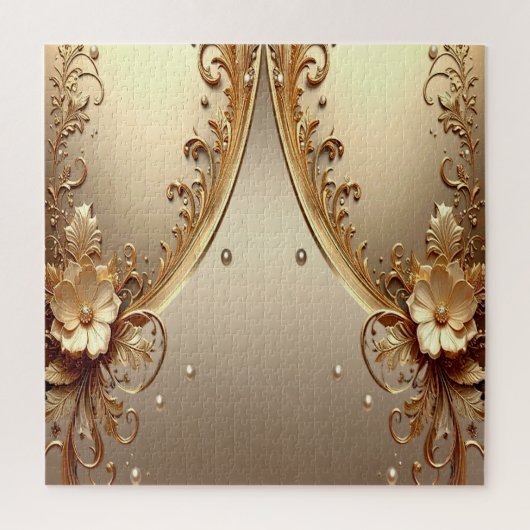 Golden Ornate Floral Jigsaw Puzzle ジグソーパズル (縦)