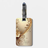 Golden Ornate Floral Luggage Tag ラゲッジタグ (裏面縦)