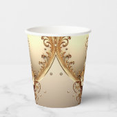 Golden Ornate Floral Paper Cups 紙コップ (正面)
