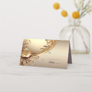 Golden Ornate Floral Place Card プレイスカード