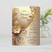Golden Ornate Floral Rehearsal Dinner 招待状 (スタンド正面)