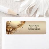 Golden Ornate Floral Return Address Label ラベル (インサイチュ)
