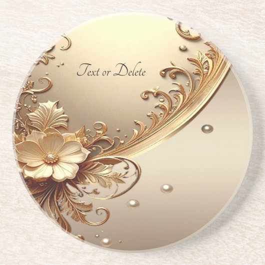 Golden Ornate Floral Sandstone Coaster コースター (正面)