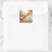 Golden Ornate Floral Sticker スクエアシール (バッグ)