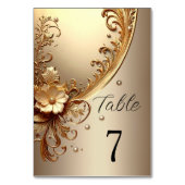 Golden Ornate Floral Table Number テーブルナンバー (裏面)