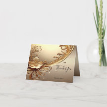 Golden Ornate Floral Thank You Card