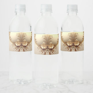 Golden Ornate Floral Water Bottle Label ペットボトルラベル