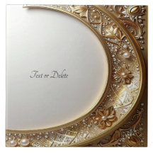 Golden Ornate Frame Ceramic Tile