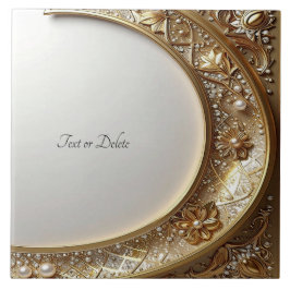 Golden Ornate Frame Ceramic Tile タイル