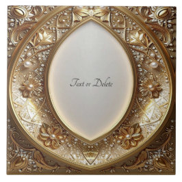 Golden Ornate Frame Ceramic Tile タイル