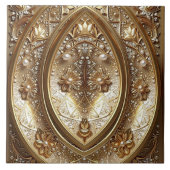 Golden Ornate Frame Ceramic Tile タイル (正面)