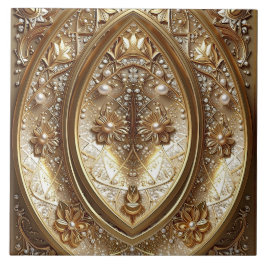 Golden Ornate Frame Ceramic Tile タイル