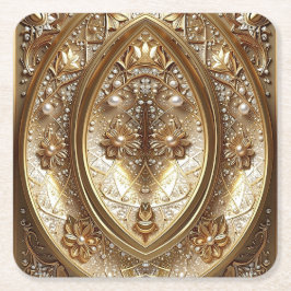 Golden Ornate Frame Paper Coaster スクエアペーパーコースター
