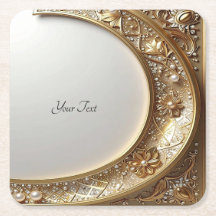 Golden Ornate Frame Paper Coaster