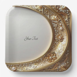 Golden Ornate Frame Paper Plate ペーパープレート
