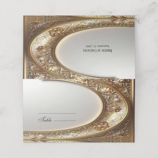 Golden Ornate Frame Place Card プレイスカード (外部開封)
