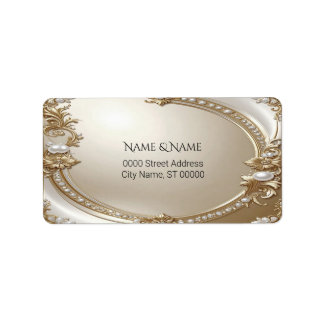 Golden Ornate Frame Return Address Label ラベル