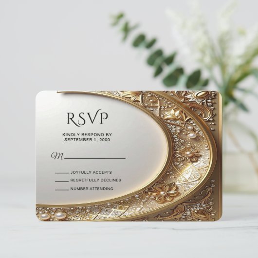 Golden Ornate Frame RSVP Card (スタンド正面)