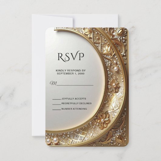 Golden Ornate Frame RSVP Card (正面)