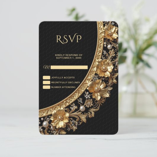 Golden Ornate Frame RSVP Card (スタンド正面)