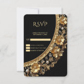 Golden Ornate Frame RSVP Card (正面)