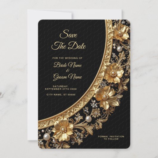 Golden Ornate Frame Save the Date セーブザデート (正面)