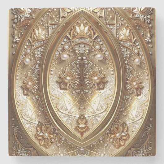 Golden Ornate Frame Stone Coaster ストーンコースター (正面)