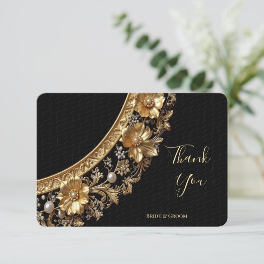 Golden Ornate Frame Thank You Card サンキューカード (スタンド正面)