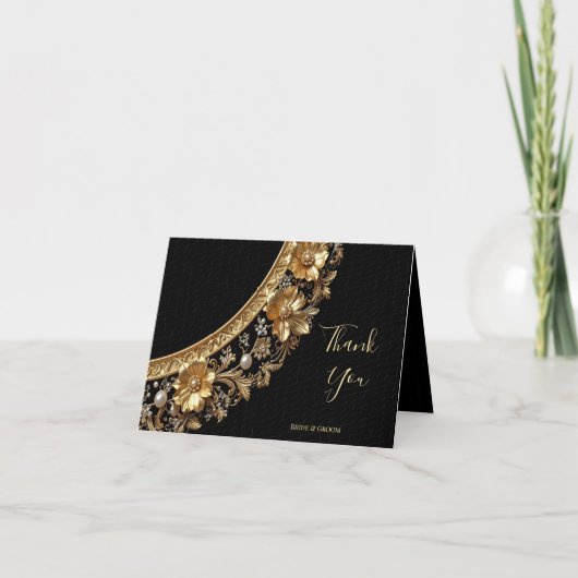 Golden Ornate Frame Thank You Card サンキューカード (正面)