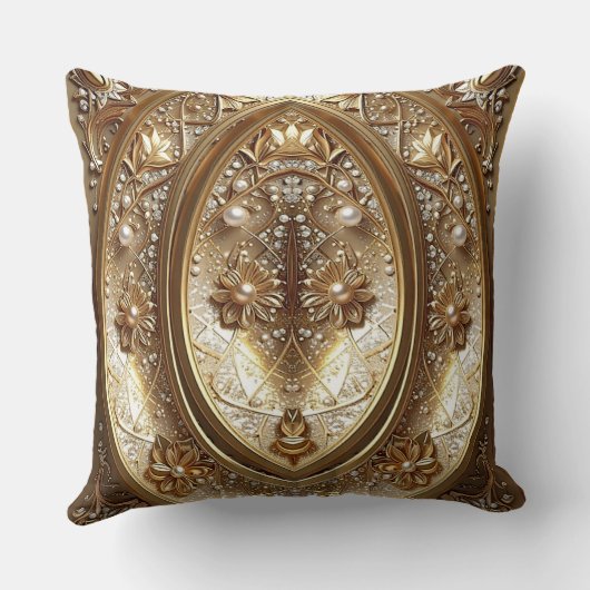 Golden Ornate Frame Throw Pillow クッション (裏面)