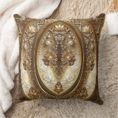 Golden Ornate Frame Throw Pillow クッション (ブランケット)