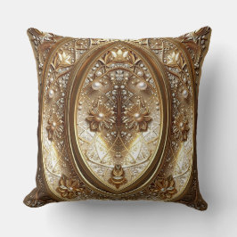 Golden Ornate Frame Throw Pillow クッション