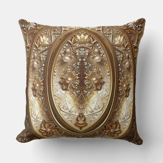 Golden Ornate Frame Throw Pillow クッション (正面)