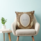 Golden Ornate Frame Throw Pillow クッション (椅子)
