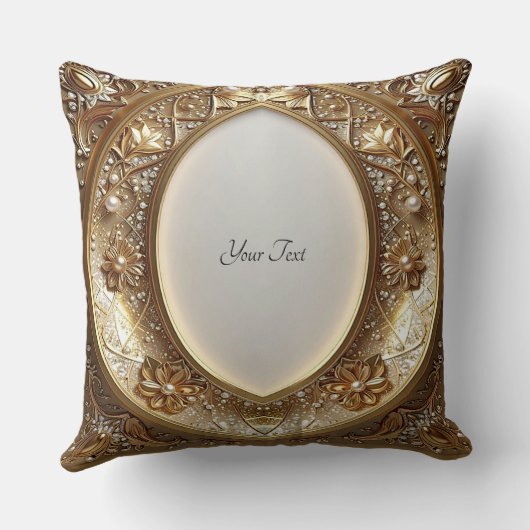 Golden Ornate Frame Throw Pillow クッション (裏面)