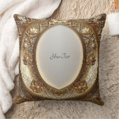 Golden Ornate Frame Throw Pillow クッション (ブランケット)