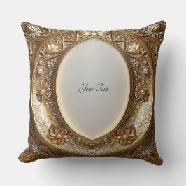 Golden Ornate Frame Throw Pillow クッション