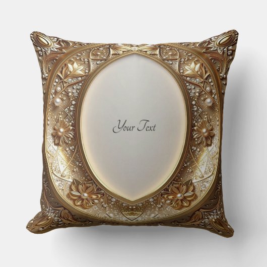 Golden Ornate Frame Throw Pillow クッション (正面)