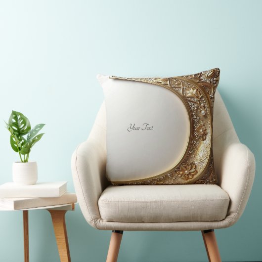 Golden Ornate Frame Throw Pillow クッション (椅子)