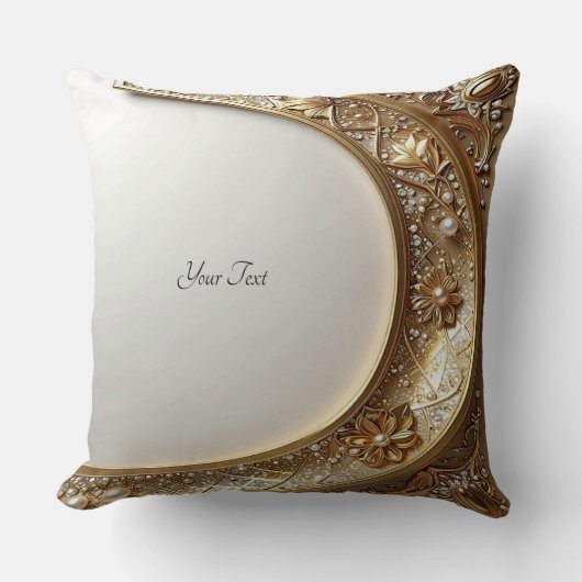 Golden Ornate Frame Throw Pillow クッション (正面)