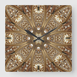 Golden Ornate Frame Wall Clock スクエア壁時計