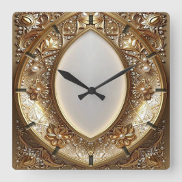 Golden Ornate Frame Wall Clock スクエア壁時計
