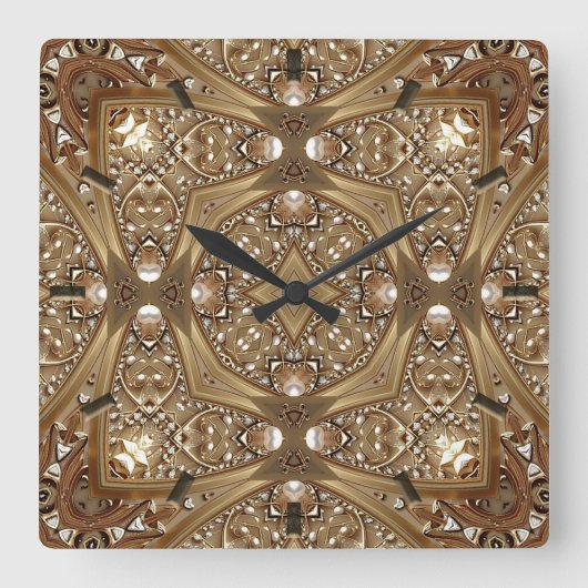 Golden Ornate Frame Wall Clock スクエア壁時計 (正面)